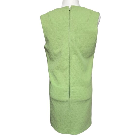 Vintage Sleeveless Green Shift Dress with V-Neck Textured Hand Made - Picture 4 of 7